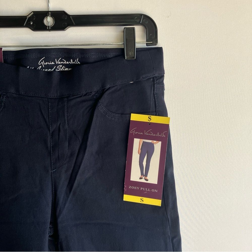 Gloria Vanderbilt Zoey Pull On Dark Blue Straight Leg Slim Fit Pants - Picture 4 of 8